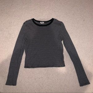 Long sleeve striped crop black and white